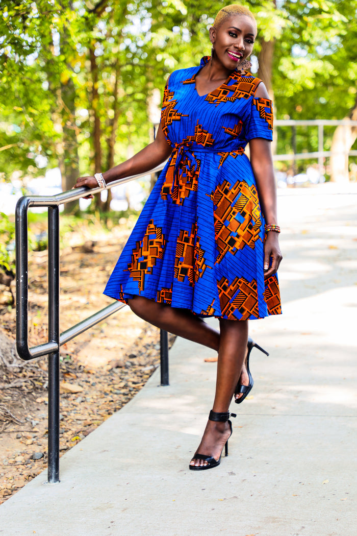 Olasumbo African Ankara Print Midi Dress