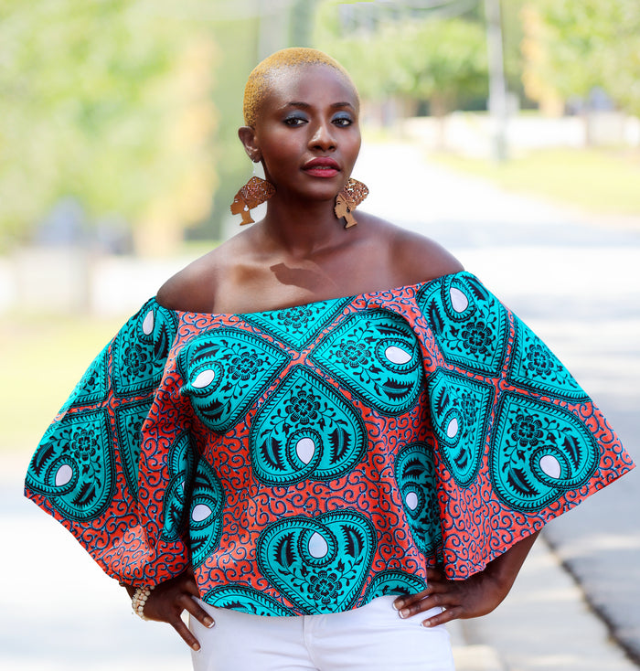 Abena African Print Dolman Sleeves Top